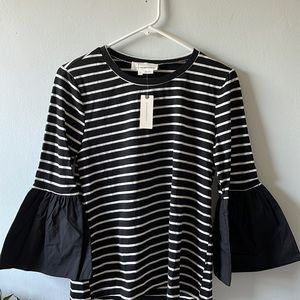 Anthropologie striped top with bell sleeves